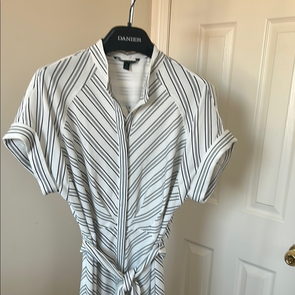 Lauren Ralph Lauren Black and White Striped Midi Dress